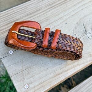 Vintage De Vecchi by Hamilton Hodge Woven Leather Belt Made in Italy Brown